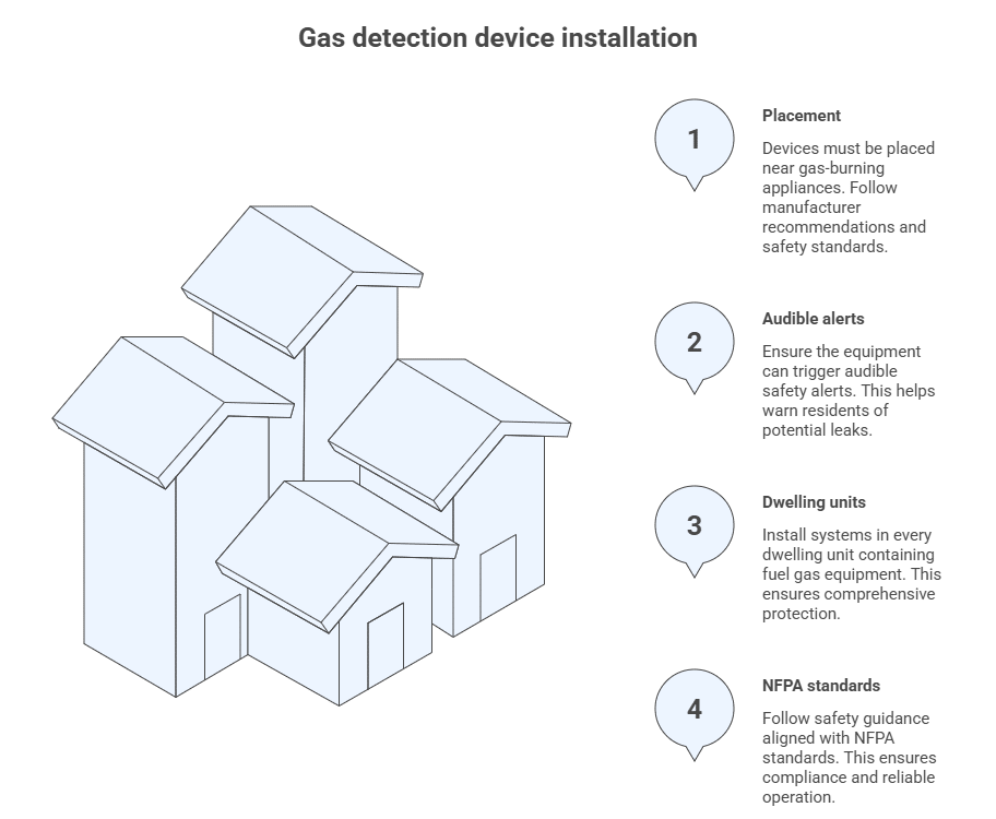 Installation requirements for gas detection devices